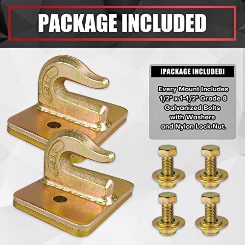 VIAGL 2 Pack 3/8" Tractor Bucket Grab Hook Grade 70 Forged Steel Bolt On Grab Hook Tow Hook Mount with Backer Plate,Work Well for Tractor Bucket, RV, UTV,Truck