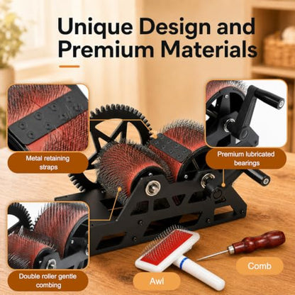Hand Crank Wool Drum Carder, Fiber Blending Combing Machine