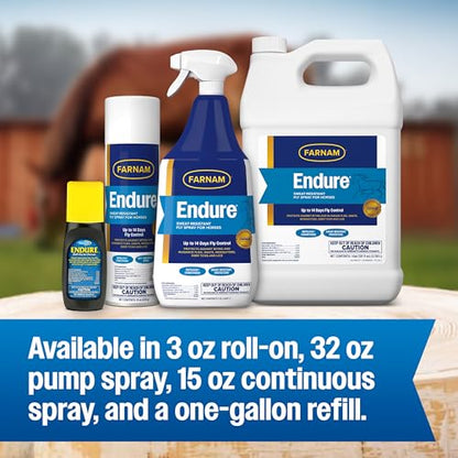 Farnam Endure Fly Spray for Horses, Lasting Fly Repellent, 128 oz Refill - size: 128 oz. Refill