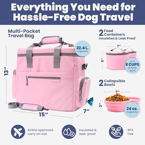 Rubyloo Pet Travel Bundle – Original Doggy Bag (Lt Pink) + Vet-Approved Pet First Aid Kit for Dogs & Cats