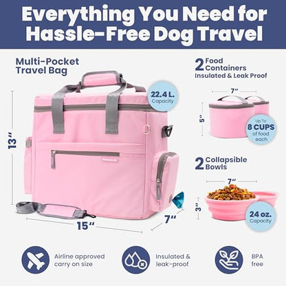Rubyloo Pet Travel Bundle – Original Doggy Bag (Lt Pink) + Vet-Approved Pet First Aid Kit for Dogs & Cats