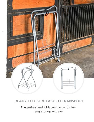 Tackmore Freestanding Saddle Rack Accommodates English Western Saddles Lightweight Foldable Space Saving Saddle Stand - color: Silver