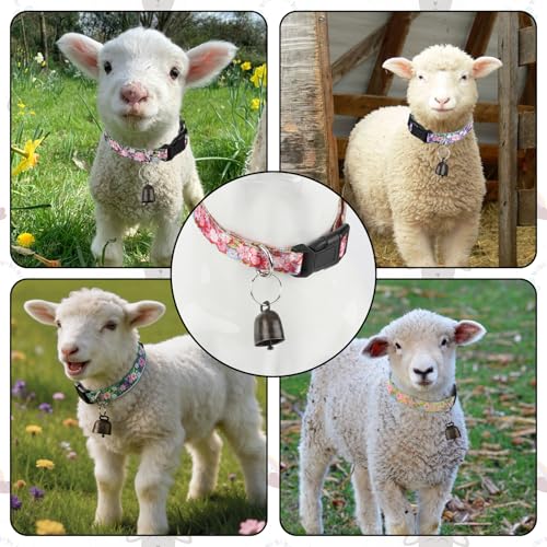 5 Pack Floral Goat Collars with Bells, Anti-Lost Grazing Pet Collar - color: Floral Pattern