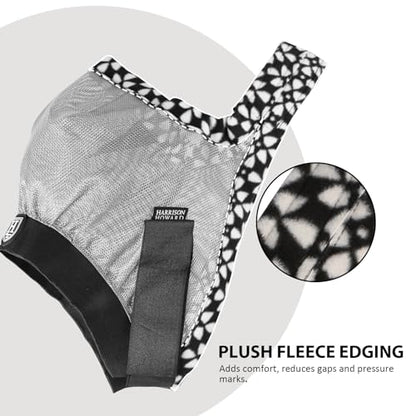 Harrison Howard Cattle Livestock Fly Mask Breathable Mesh Padded Edging with Fun Patterns Large Spacing Forelock Opening Design Adjustable Fit for Cattle Light Grey - color: Light Grey
