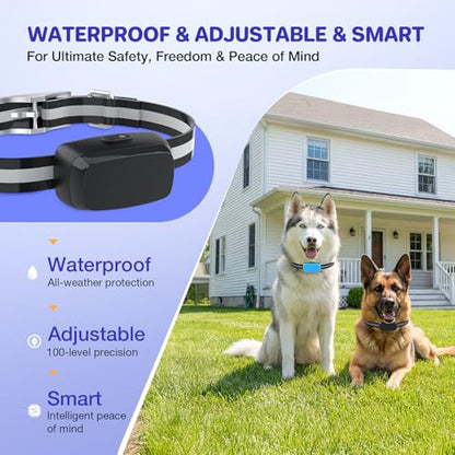Electric Dog Fence System for 2 Dogs,Wired Pet Containment System | 2 Water Resistant Collar Receiver,Underground/Aboveground,with Adjustable Static/Tone Correction for Small Medium Large Dogs
