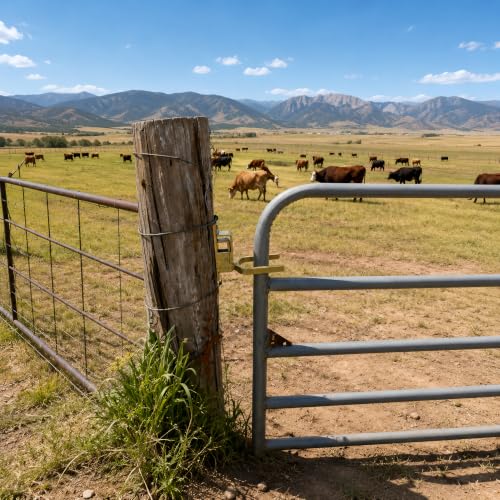Instant Locking Gate Latch, Heavy-Duty Automatic Spring Lock, Rust-Resistant Steel, One-Hand Operation, Easy Install for Wood, Metal, and Pipe Gates, Farm, Ranch, Backyard (1PCS)