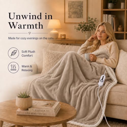 Electric Heated Blanket 62"x84" Twin Size - Light Brown | Safe All Night, Dual-Sided Microplush Sherpa for Bedroom Use, 4 Heat Settings & 10 Hours Auto Off, Machine Washable - color: 20-light Brown, size: Twin(62"x84")