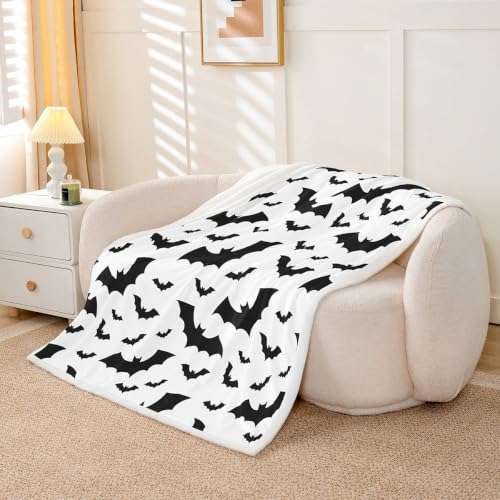 Feelyou Bat Fuzzy Throw Blanket Soft Fluffy Fleece Blankets Black and White Microfuber Plush Blankets 30"x40" - color: Black White, size: 30" x 40"