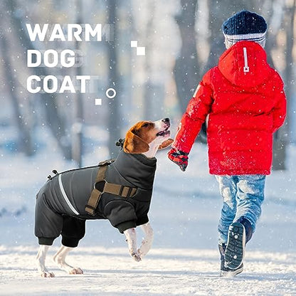 BRKURLEG Black Dog Coat with Harness, Dog Winter Jacket, Dogs Onesie Body Warm Jackets, Small Dogs Winter Coats Reflective Windproof Warm Cold Weather Coats, Pet Waterproof Jacket Hiking S - color: Black, size: Small