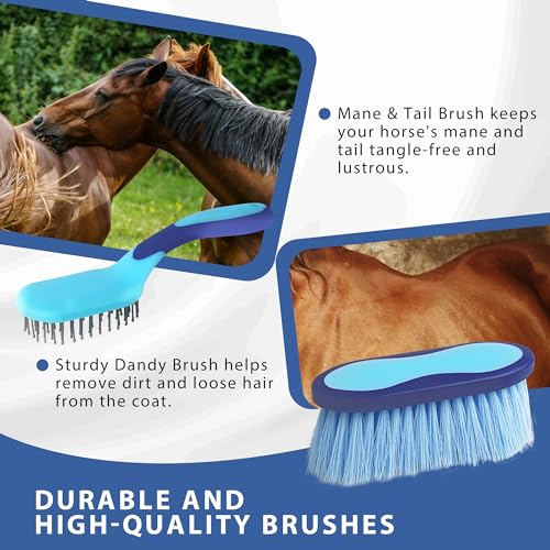 Horse Grooming Kit 9pcs Horse Brush Set with Organizer Tote