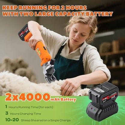 Sheep Shears Cordless 550W 2400RPM, with 2X 4000mAh 21V Batteries