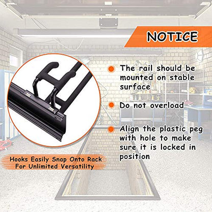 Ultrawall 24-Inch Wall Mounted Ski Rack, Holds Up to 300lbs, Powder-Coated Steel with Rubber Coating, Customizable Spacing, Easy Installation