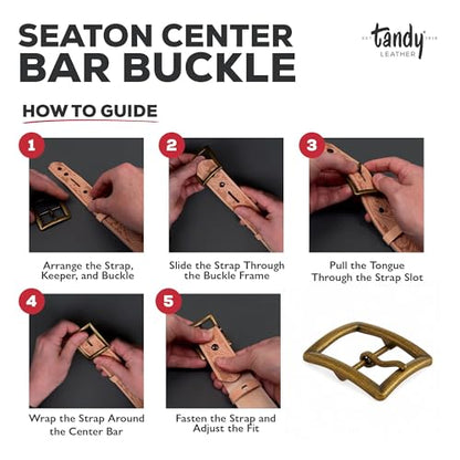 Tandy Leather Seaton Center Bar Buckle - Reliable Strap Buckle for Leather Belt Making Leather Craft Projects - Sturdy Metal Hardware for Belts, Guitar Straps, Bags - 1-1/2"