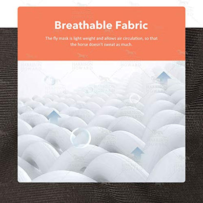 Harrison Howard Super Comfort Stretchy Fly Mask Large Eye Space with UV Protection Soft on Skin with Breathability Tribe Feather Full Size - color: Tribe Feather, size: Full(Large)