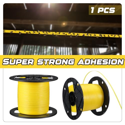 Qualirey 1 Pc Sticky Fly Tape Roll 1000 ft Fly Ribbon, Yellow - color: Yellow