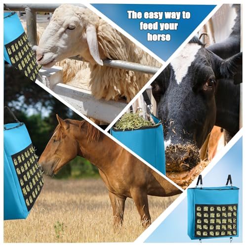 1Pcs Hay Bag for Horse,Slow Feed Bag Heavy Duty 1200D Oxford Fabric Hay Bag with Front Hay Nets Design and Zipper Large Top Load Feeding Bag for Horses and Livestock,24x11x24 Inch