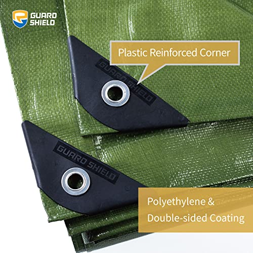 GUARD SHIELD Heavy Duty Tarp 8x10 Feet Green Multi Purpose Thick Waterproof Poly Tarp Cover 10mil - color: Green, size: 8x10