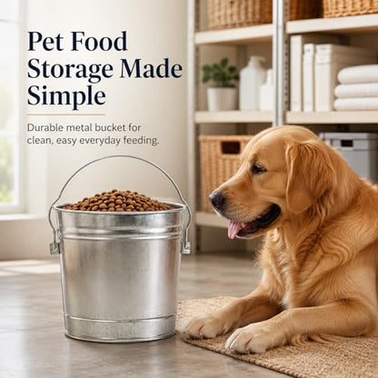 6 Gallon Galvanized Metal Pail for Bird Seed Pet Food Storage Can