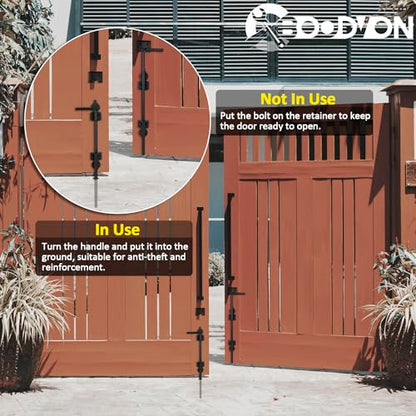 18 Inch Cane Bolt Gate Drop Rod Heavy Duty Gate Hardware, Gate Ground Latch for Wooden Fences, Metal Gates Doors Stopper for Gate Ground, Wrought Iron Gate Latches, Black Finish(1 Pack) - size: 18 Inch