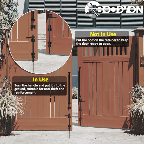 24 Inch Cane Bolt Gate Drop Rod Heavy Duty Gate Hardware, Gate Ground Latch for Wooden Fences, Metal Gates Doors Stopper for Gate Ground, Wrought Iron Gate Latches, Black Finish(1 Pack) - size: 24 Inch
