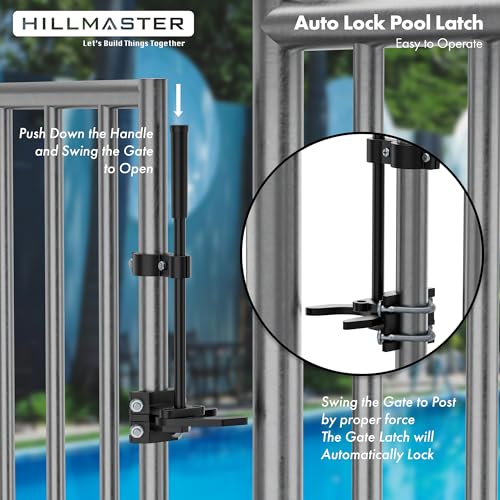 Auto Pool Gate Latch,Chain Link Child Safety Pool Latch for Chain Link 1-3/8" Gate Frames and 2-3/8" Gate Posts,Push Style Pool Latch for Outdoor Fence Self-Latching Pool Latch with Spring Closer - size: 1-3/8"x2-3/8"