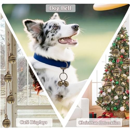 2 Extra-Loud Copper Dog Bells for Medium-Large Dog Collars - color: Bronze, size: Large
