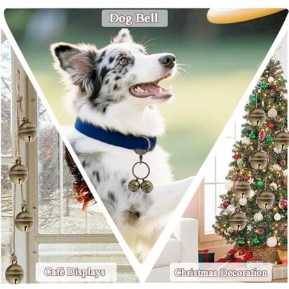2 Extra-Loud Copper Dog Bells for Medium-Large Dog Collars - color: Bronze, size: Large