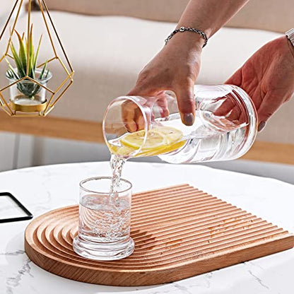 Bedside Carafe and Glass Set, Use Tumbler as Lid Night Water Carafe for Nightstand, Mouthwash Dispenser Pitcher with Glass Cup for Keeps Water Clean in Bedroom, Bathroom, or Kitchen