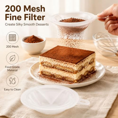 4 Pcs 200 Mesh Food Filter Strainer, Reusable Plastic Sieve Fine, 5 Inch Nylon Strainer for Filtering Yogurt, Juice, and Milk