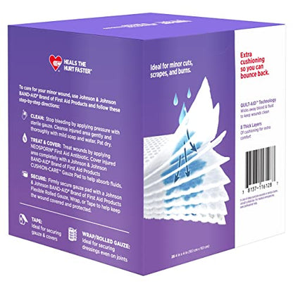 BAND-AID Brand Cushion-Care Gauze Pads, Large Size, 4 in x 4 in, 25 Count - size: 4x4 Inch (Pack of 25)