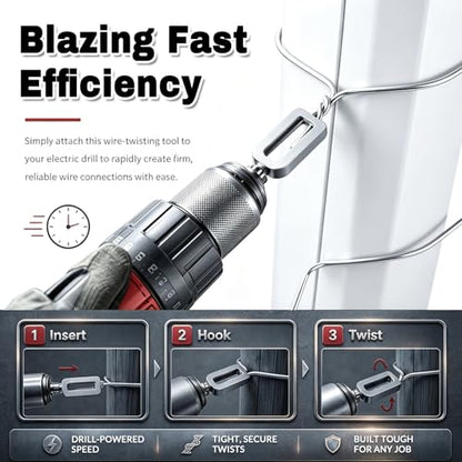 Electric Drill Wire Twisting Tool (2pcs Set), Wire Twister for Drill with Hex Shank, Professional Wire Twisting Tool for Fencing, Rebar Tying, and Construction (9# 11#)