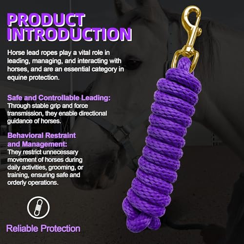 5/8" x 8' Nylon Horse Lead Rope with Cast Iron Hardware(Purple) - color: Purple