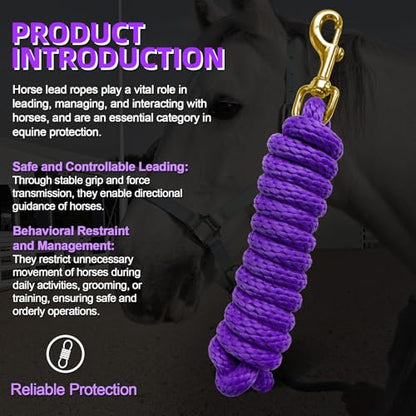 5/8" x 8' Nylon Horse Lead Rope with Cast Iron Hardware(Purple) - color: Purple