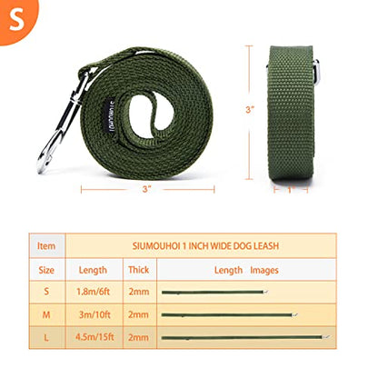 Strong Durable 6 ft Nylon Dog Training Leash, 1 Inch Wide Traction Rope, for Small and Medium Dog (Military Green, 6 Feet) - color: Military green, size: 6 Feet