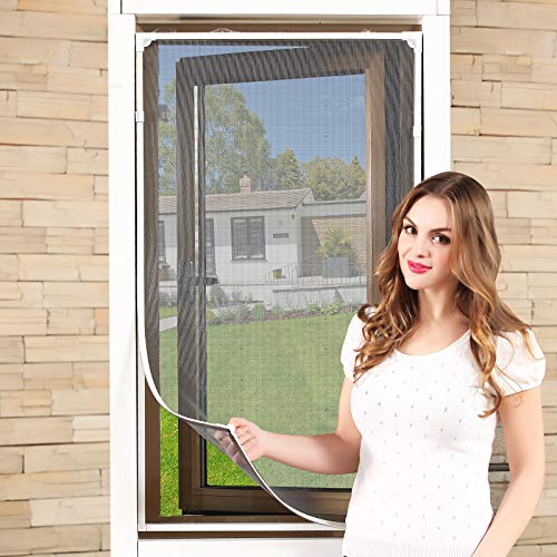 Adjustable DIY Magnetic Window Screen Max 55”H x 36”W Fits Any Size Smaller DIY Easy Installation (White) - size: 55"x36"