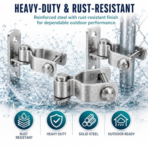 1-3/8 Inch Wall Mount Gate Hinges for Chain Link Fence, Farm and Yard Gates - size: 2 Pack