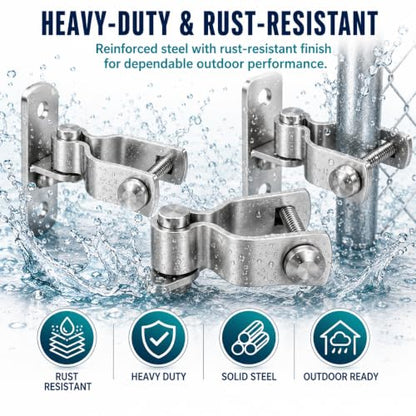 1-3/8 Inch Wall Mount Gate Hinges for Chain Link Fence, Farm and Yard Gates - size: 2 Pack