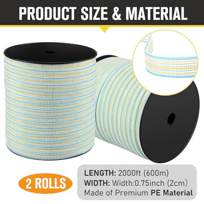 1 Roll 3/4 Inch x 2000 ft Electric Fence Tape Polytape, Green - color: Green, size: 3/4 Inch X 2000 ft