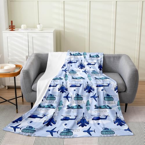 Homewish Navy Blue Airplane Flannel Blanket Kids,Army Blue Camo Fleece Blankets,Aircraft Tank Fleece Blanket,Teens Boys Men Modern Camouflage Office Chair Bedroom Decor,40"×50" - color: Aircraft Navy Blue, size: 40"×50"