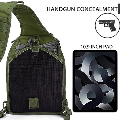 HAOMUK Tactical Sling Bag Backpack Military Rover Shoulder Sling Pack Small EDC Crossbody Chest Bag for Men - color: Green