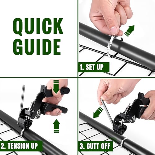 Stainless Steel Cable Tie Gun Kit,100pcs 11.8inch Metal Zip Ties - color: Black