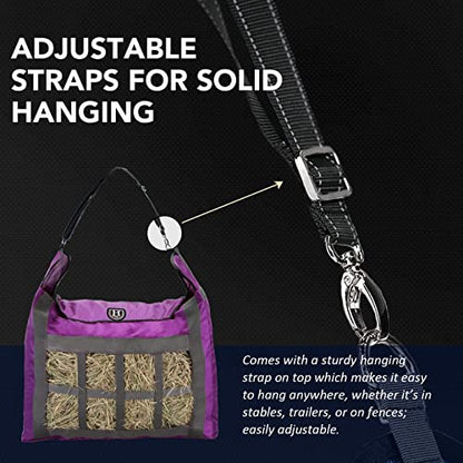 Harrison Howard Premium Durable Slow Feed Horse Hay Bags Oxford Cloth Heavy Duty Large Capacity Horse Feeding Bag-Regal Purple - color: Regal Purple