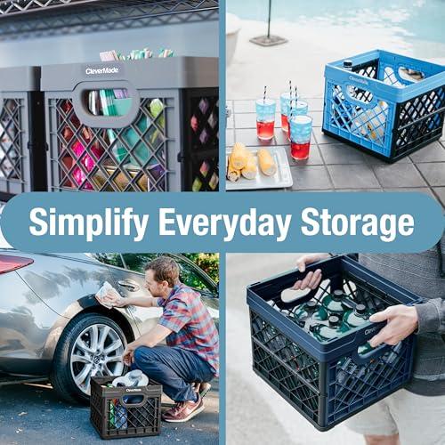 CleverMade Collapsible Milk Crates, 25L, 3 Pack, Holds 50 lb, Obsidian - color: Obsidian, size: 3 Pack