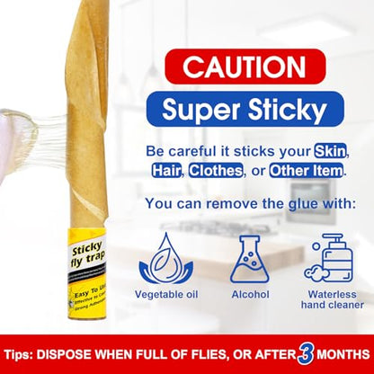 40 Pack Fly Strips Sticky Hanging Fly Trap Outdoor Indoor with Pins