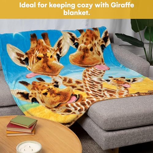 Dawhud Direct Giraffe Fleece Throw Blanket, 50" x 60", Polyester, Animal Print, Multicolor, Unisex, Adult/Kid, Winter, Durable, Camping, Gift