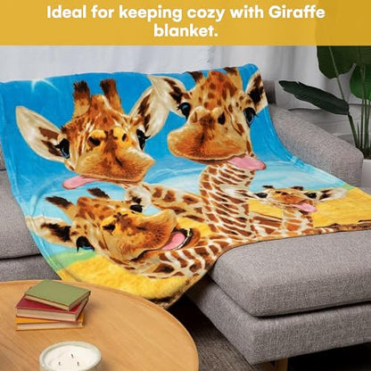 Dawhud Direct Giraffe Fleece Throw Blanket, 50" x 60", Polyester, Animal Print, Multicolor, Unisex, Adult/Kid, Winter, Durable, Camping, Gift