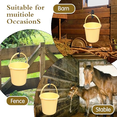 6 Pcs Bucket Hooks for Horses Equestrian Bucket Hook Metal Water Bucket Hangers Horse Stalls Feed Bucket Barn Farmhouse Supplies (Black)