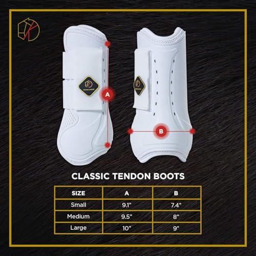 Kavallerie Classic Tendon Boots, Impact-Absorbing Material, Breathable & Evenly Distribute Pressure, Protect Tendon and Ligaments, Anti-Slip, Anti- Sore and Moisture Repellant Show Jumping Boots - color: Tendon Boots(classic), White