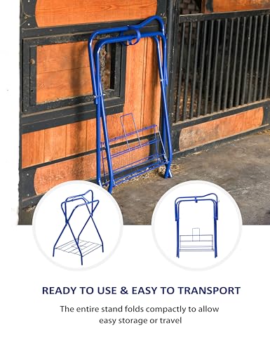 Tackmore Freestanding Saddle Rack Accommodates English Western Saddles Lightweight Foldable Space Saving Saddle Stand - color: Blue