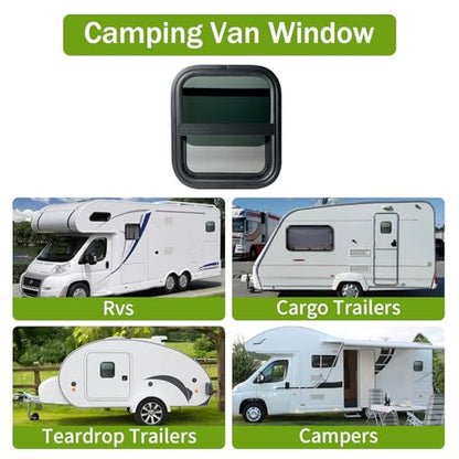 RV Window 14"W x 16"H Vertical Sliding Replacement Glass &Trim Ring Set - size: 14" W x 16" H, style: Vertical